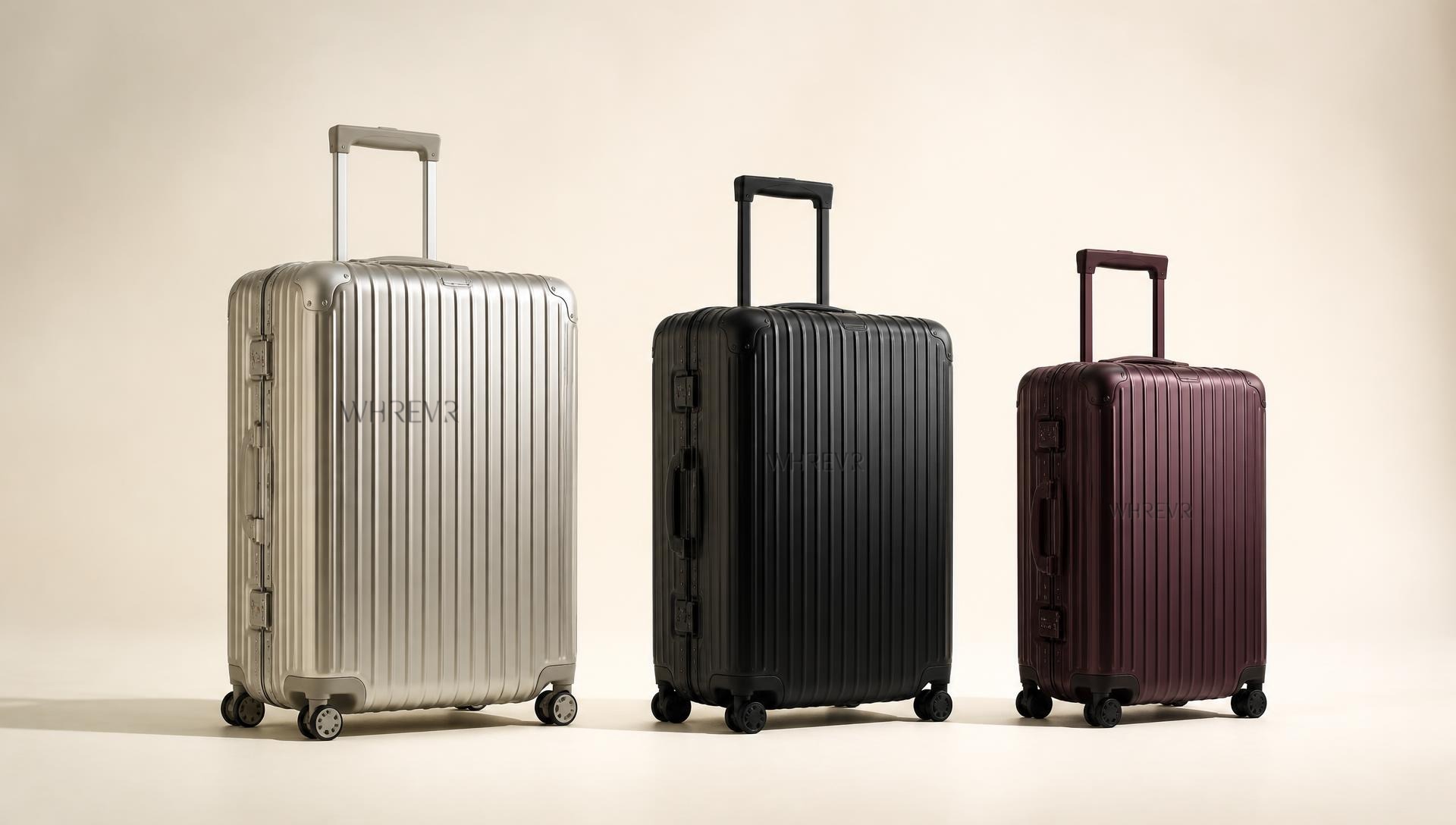 Three WHREVR cases in titanium, obsidian and plum
